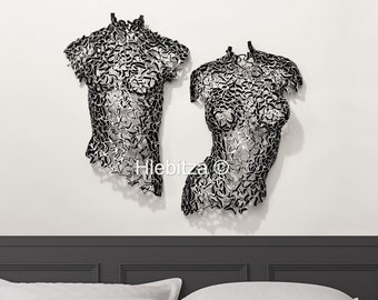 Silhouettes of Harmony - Large Lace Metal Torso Sculptures - Abstract Wall Art, Contemporary Home Decor, Unique Artisan Craft