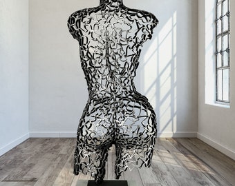 Viol - Entwined Reflections:  Handcrafted Metal Female Back Sculpture