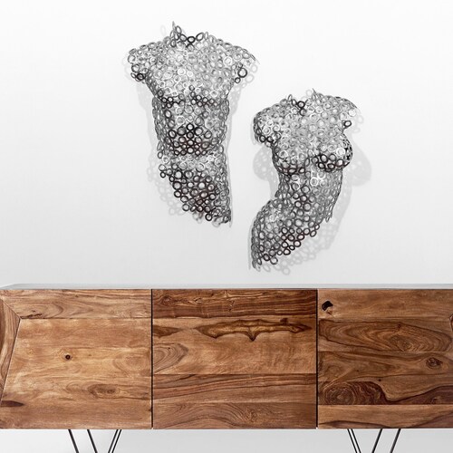 Metal Wall Art Abstract Sculpture Metallic Torso of Man Etsy