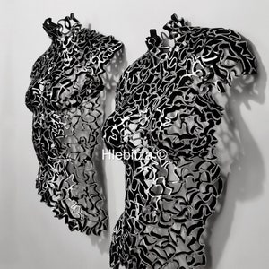 Siluetas de armonía Grandes esculturas de torso de metal de encaje Arte abstracto de la pared, decoración del hogar contemporáneo, artesanía artesanal única imagen 2