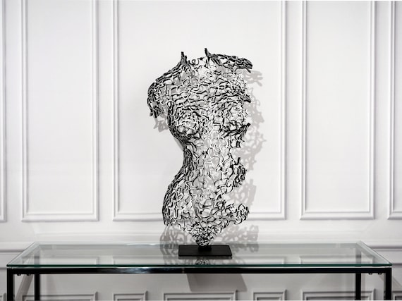 Large Metallic Lace Sculpture, Contemporary Metal Art, Black and