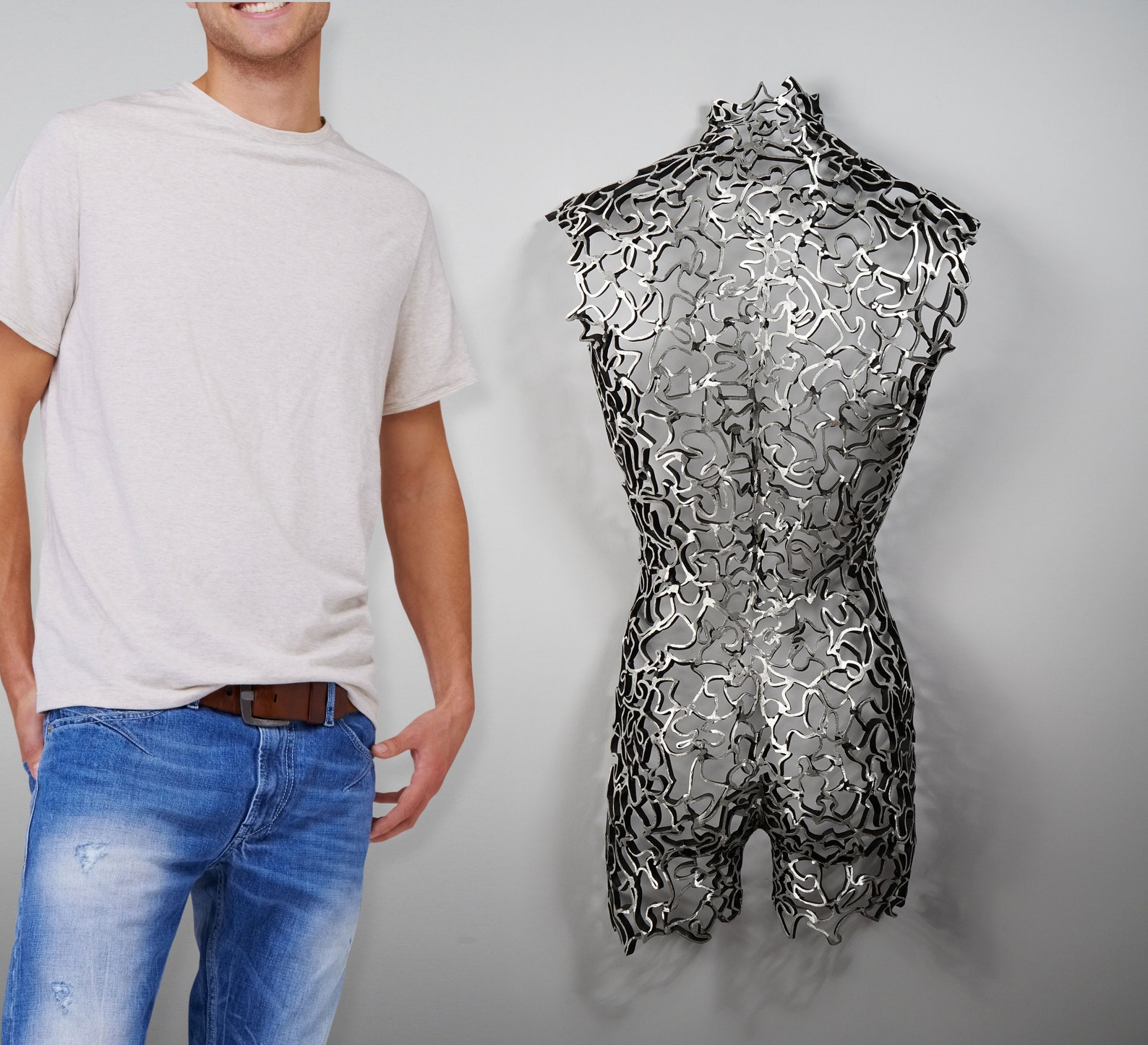 Life Size Wall Art Sculpture Woman Man Torso / Silver Etsy