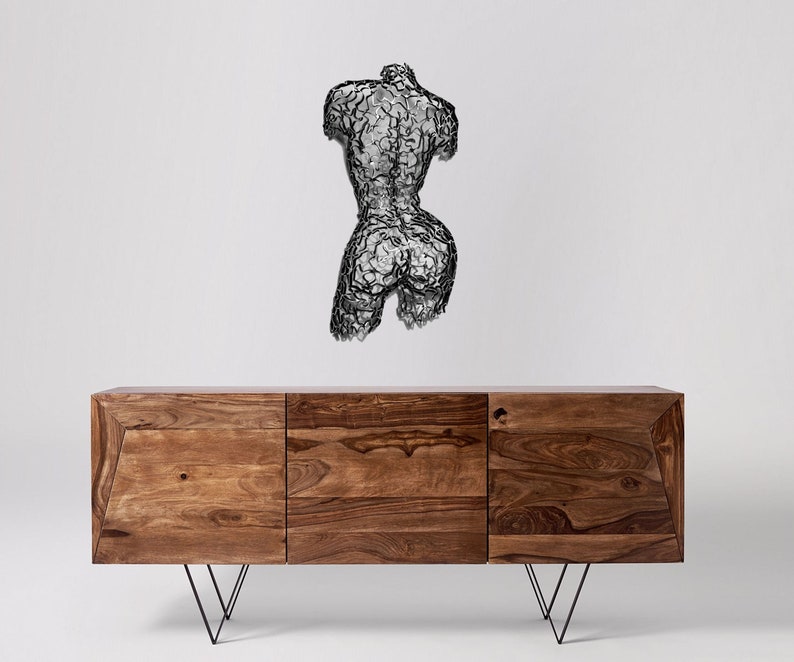 Unique Handcrafted Sculpture: Abstract Human Torso, Polished Metal Artwork for Modern Interiors, Exclusive Home Decor Piece image 6