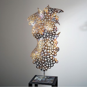 Life-Size Female Statue - Freestanding Sculpture - Handcrafted Art Piece - Reflective Art Piece - Unique Sculptural Artwork - Metal art