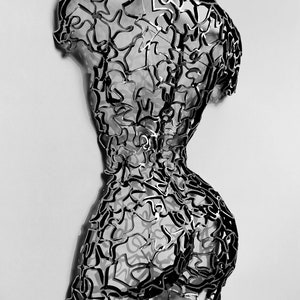 Unique Handcrafted Sculpture: Abstract Human Torso, Polished Metal Artwork for Modern Interiors, Exclusive Home Decor Piece image 5