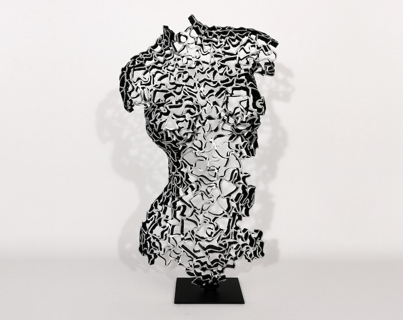 Large Metallic Lace Sculpture, Contemporary Metal Art, Black and Silver Finish, Modern Decor, Statement Piece for Home or Office image 6