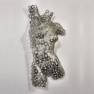 Abstract Metal Woman Sculpture: Stainless Steel Torso Wall Art