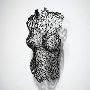 Lace Metal Art Female Torso Sculpture - Handmade Wall Decor