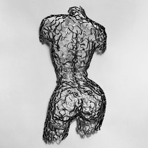 Lace Metal Female Torso Sculpture: Handmade Wall Art
