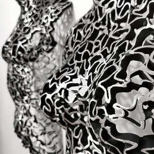 Siluetas de armonía Grandes esculturas de torso de metal de encaje Arte abstracto de la pared, decoración del hogar contemporáneo, artesanía artesanal única imagen 4