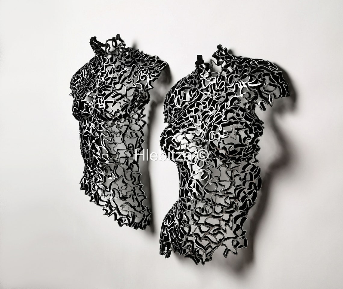 Life Size Wall Art Sculpture Woman Man Torso / Metal Silver Etsy