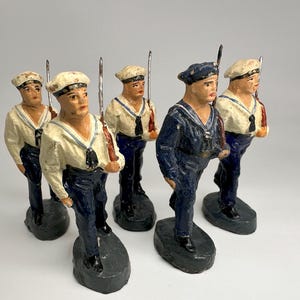 Vintage German WWI Toy Soldier Collection, Figures of Sailors, Set of 5