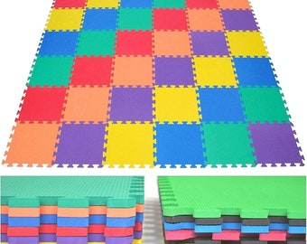 EVA Kids Floor Mat Jigsaw Tiles Interlocking Floor Mat for Indoor Gym and Home Use,Gym Mat Set Multi-Color Each Tile,Multipurpose EVA Foam,