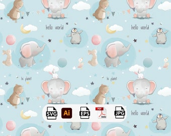 Little Parade Baby Seamless Pattern, Sublimation Patterns for Fabric & Seamless Repeat Papers, Pattern for Commercial Use,