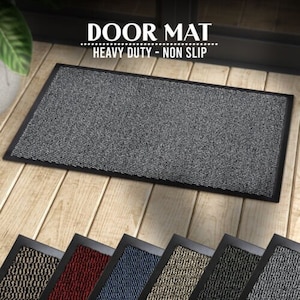 Heavy Duty Non-slip Dirt Trapper Indoor Outdoor Entrance Kitchen Rug Shoes  Scraper Door Mat in Grey 40 X 60 Cm 1'4''x2' 