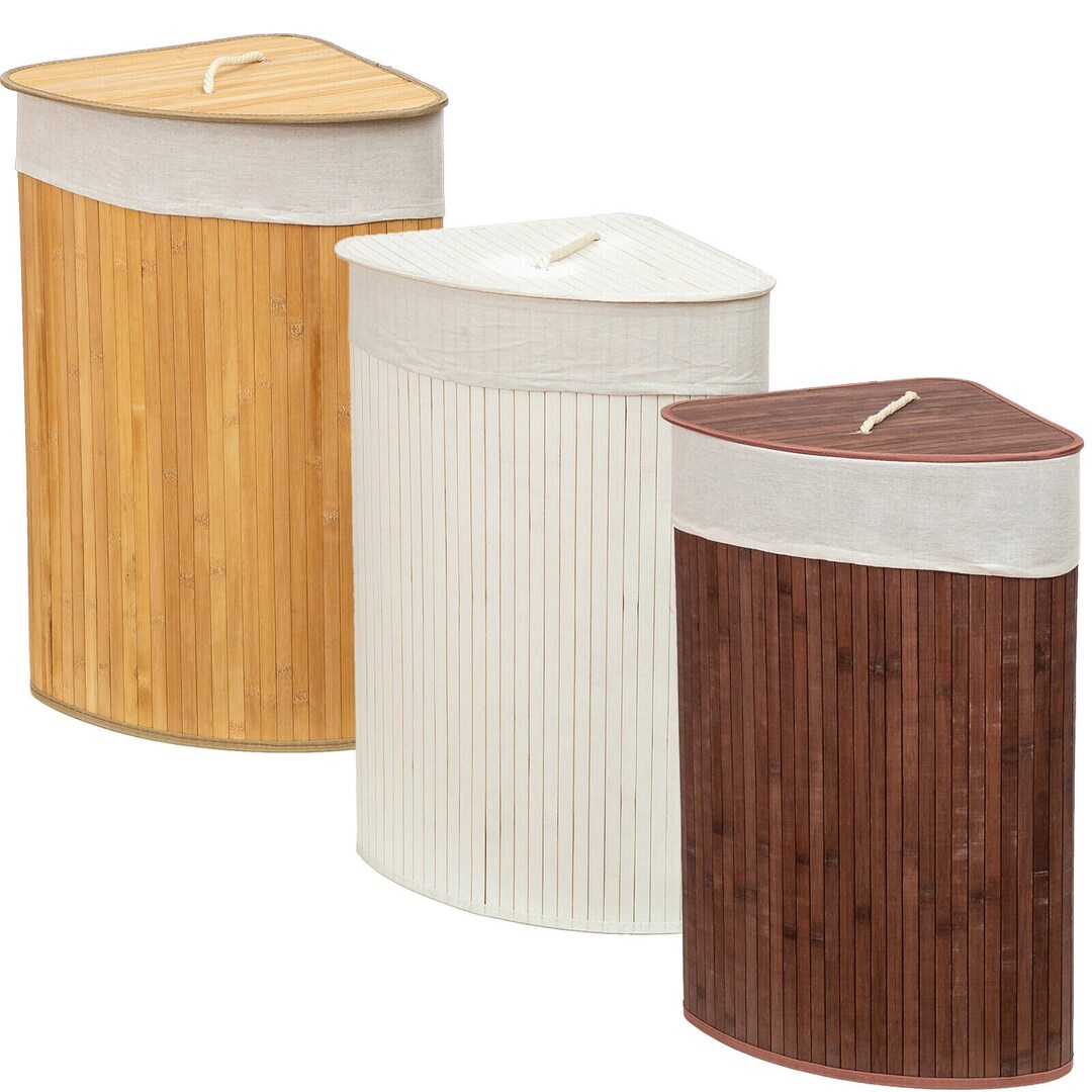 Bamboo Corner Laundry Basket With Unique Natural Style Etsy UK