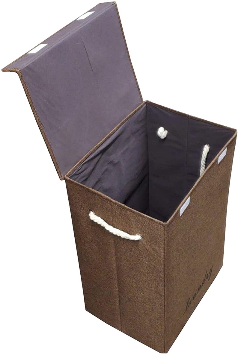 Laundry Basket Folding Bin Bag Hamper With Lid Fabric Baskets Dirty Washing Clothes Storage, Smooth Long Handle, Decorative Basket image 6