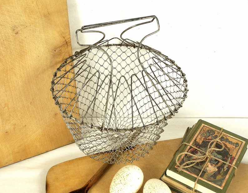Vintage Salad Slingshot Wire Basket Kitchen Decoration Etsy