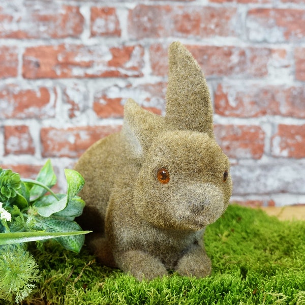 Vintage Osterschmuck, Oster-Deko: Hase, Kaninchen, Osterhase, Tisch-Deko - beflockt