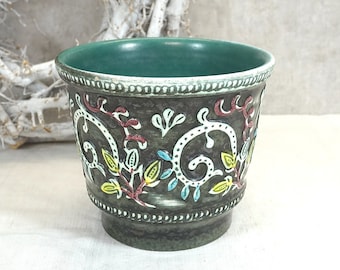 Pot de fleur, pot de plante, pot en céramique, pot de fleur - Céramique d'Ulmer - années 70 - travail manuel