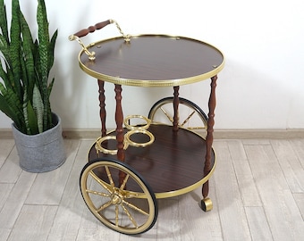 Chariot de service vintage, chariot à thé, chariot, table d'appoint - rond