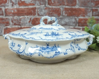 antica zuppiera Ridgways England, soupiere, ciotola con coperchio, ovale - Royal Semi Porcellain - servire, mangiare, apparecchiare la tavola