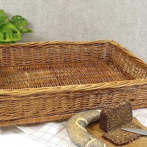 Vintage basket, wicker basket, bread basket, roll basket - 70s - bakery - 60 cm
