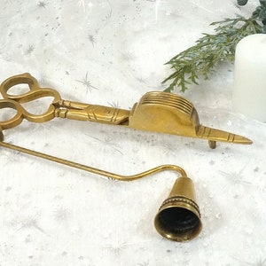 Brass wick scissors and candle extinguishers in a set - 60s