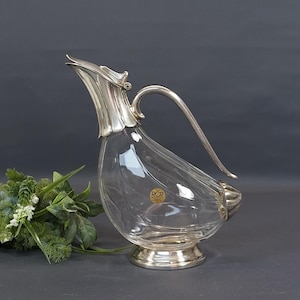 Cold duck, carafe, glass carafe, wine decanter, silver-plated - 70s - RCR - made in Italy