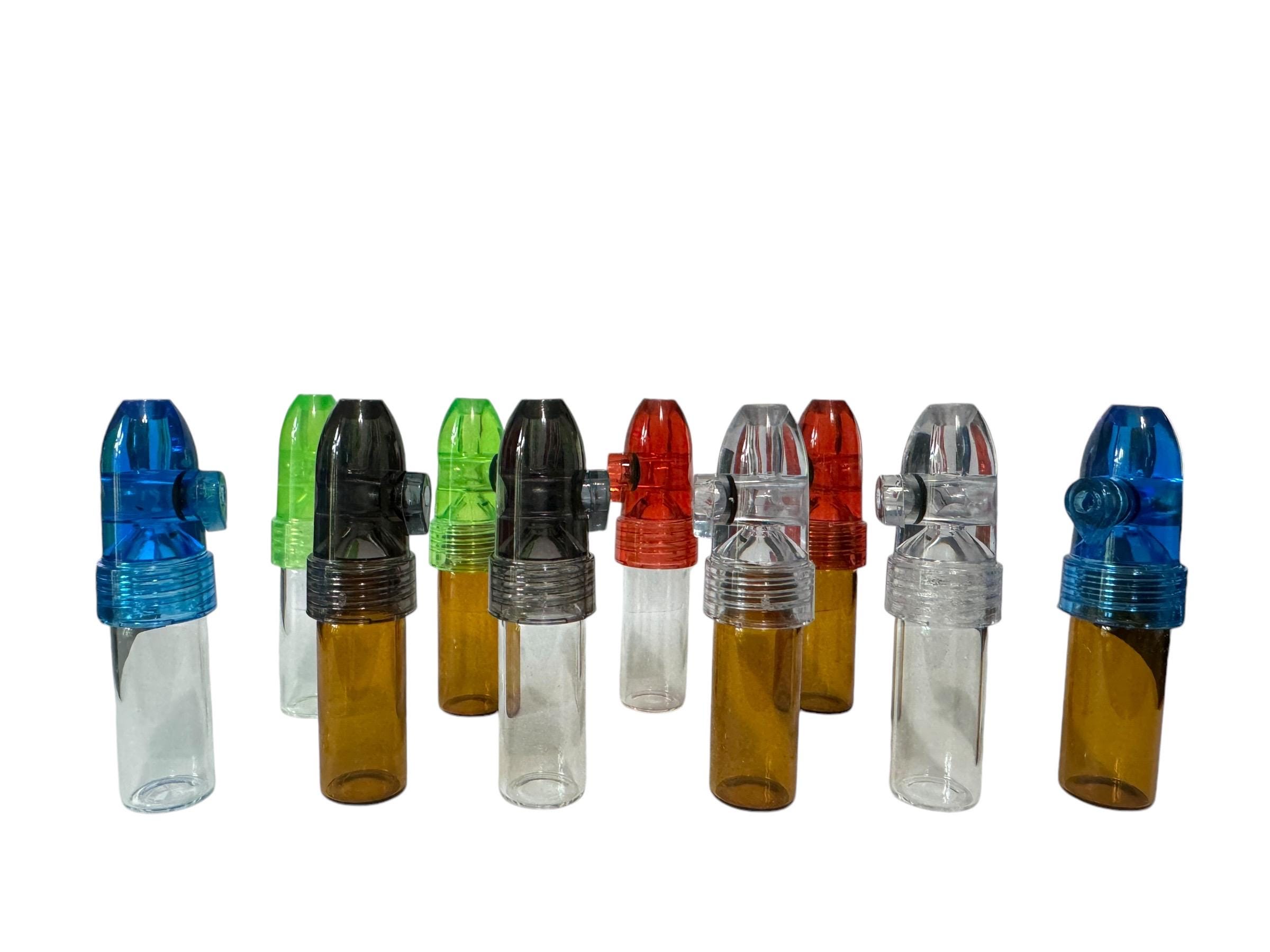 Glass Portion Control Dispenser Storage With Plastic Bullet Top - For Travel, Pocket or Purse