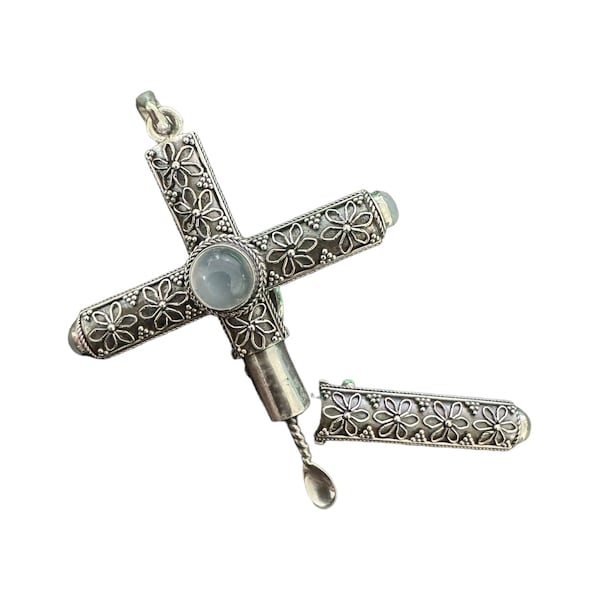 Cruel Intentions Cross Pendant - Flower of Life Design Cremation Cross - Stash Cross - 925 Sterling Silver - Handmade Rosary Cross Pendant
