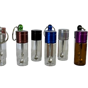 Mini-cuillère à rallonge en verre avec couvercle en métal - Pour le voyage, la poche ou le sac à main