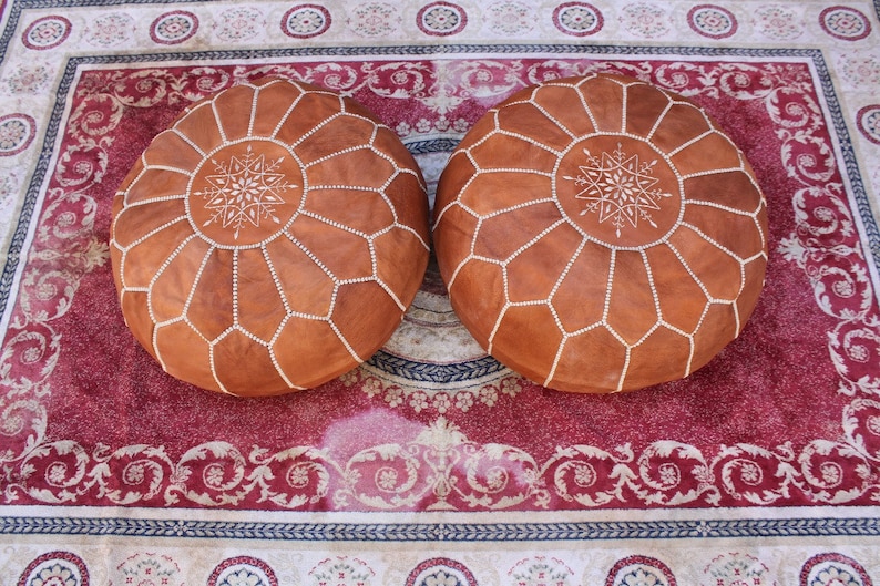 Poufs marocain Pouf Set de 2 or fait \u00e0 la main en cuir pouf en cuir 100 /% fait main en cuir