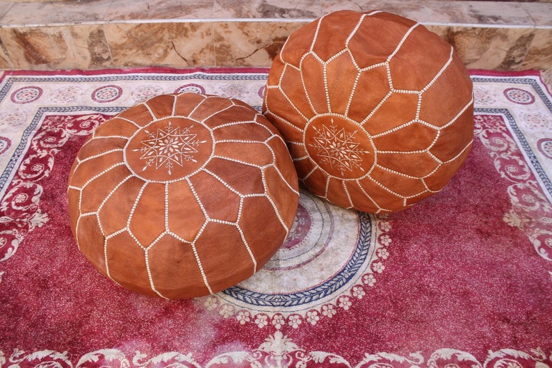 Poufs marocain Pouf Set de 2 or fait \u00e0 la main en cuir pouf en cuir 100 /% fait main en cuir