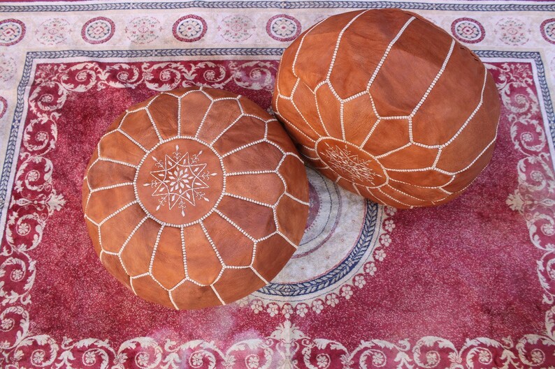 Poufs marocain Pouf Set de 2 or fait \u00e0 la main en cuir pouf en cuir 100 /% fait main en cuir