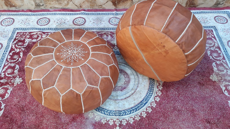 Poufs marocain Pouf Set de 2 or fait \u00e0 la main en cuir pouf en cuir 100 /% fait main en cuir