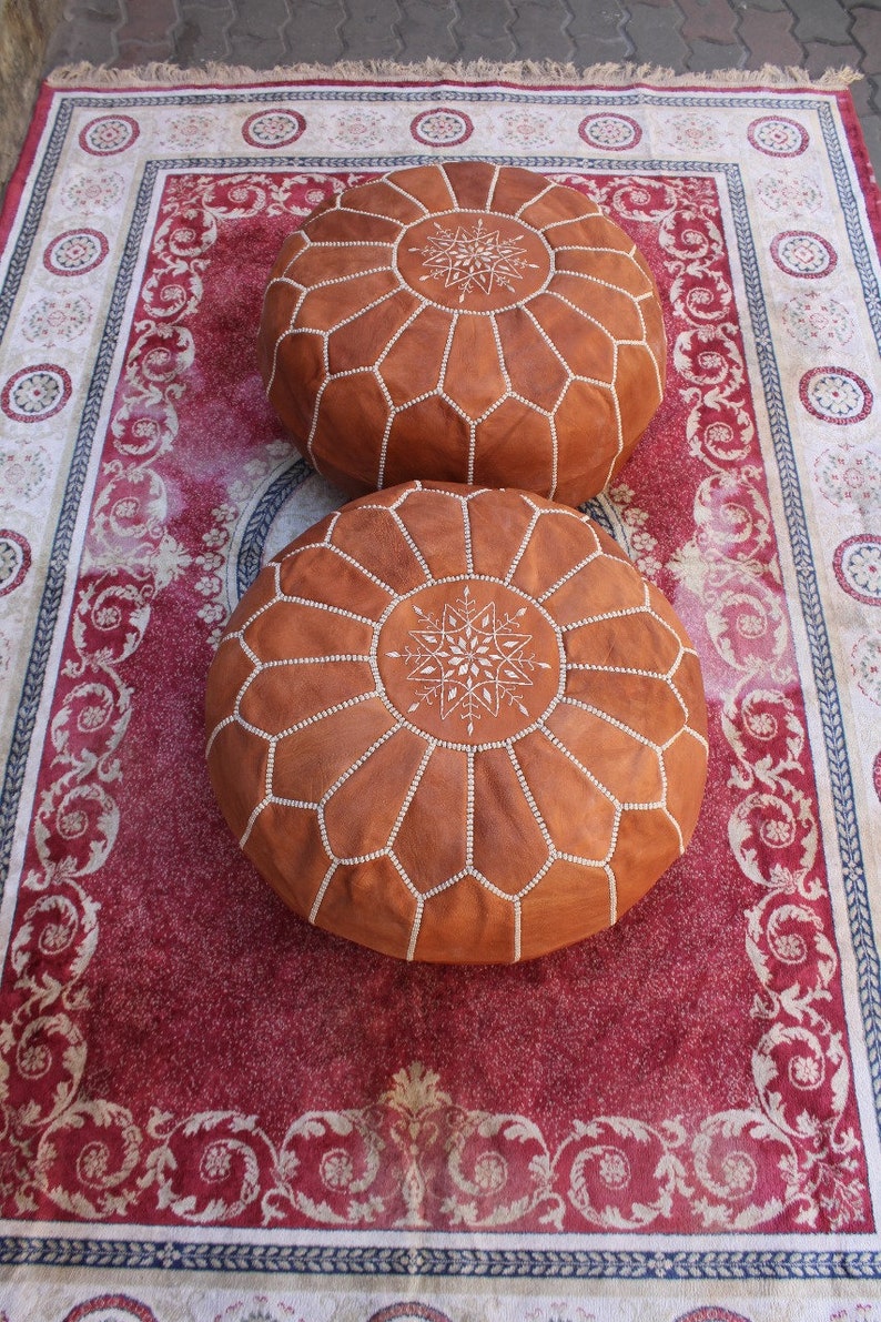 Poufs marocain Pouf Set de 2 or fait \u00e0 la main en cuir pouf en cuir 100 /% fait main en cuir