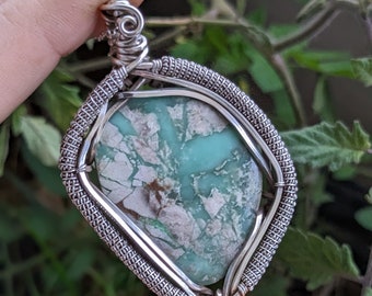 Variscite Silver Pendant, Variscite Silver Jewelry, Celtic Jewelry Sterling Silver, Elven Statement Necklace, Witchy crystal jewelry