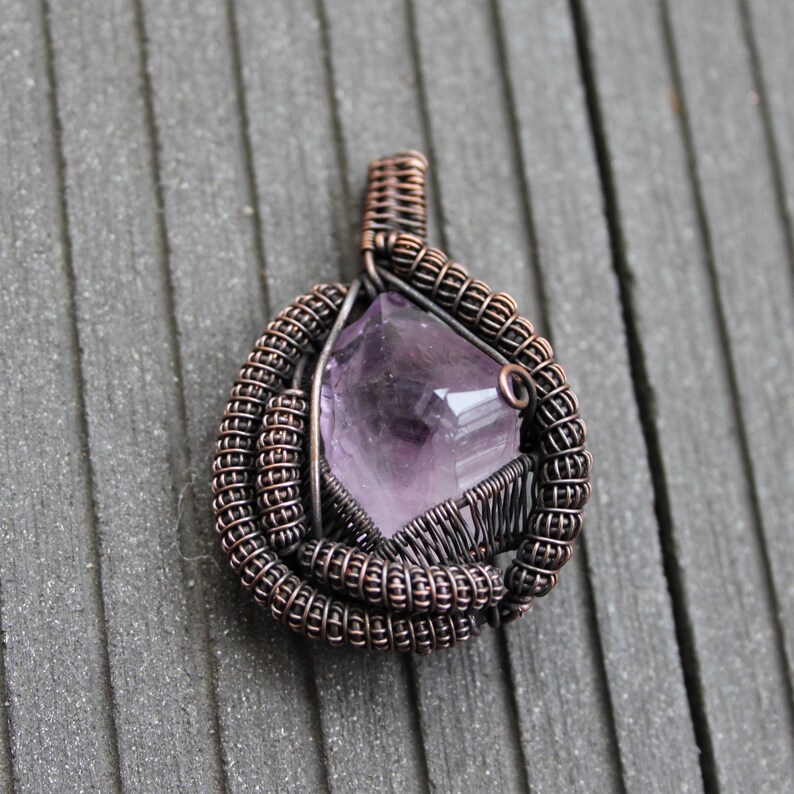 Norse Jewelry French Pendant Amethyst Crystal Elven Jewelry Raw Amethyst Necklace Heady Wire Wrapped Pendant