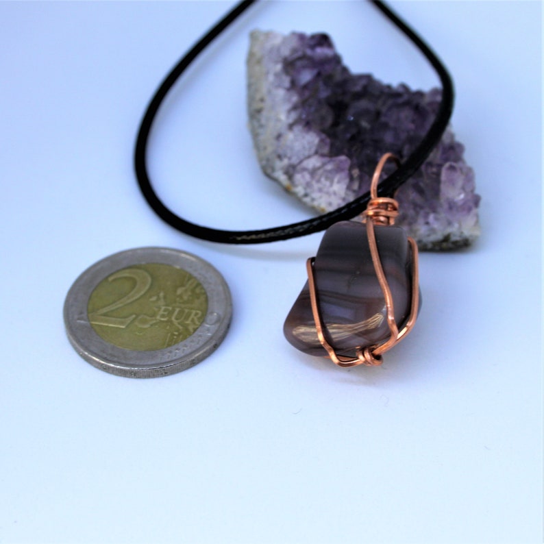 Square Copper Wire Wrapping and grey Agate necklace Crystal healing