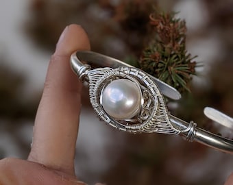 Fresh Water Pearl Silver Bracelet, Natural Pearl bracelet, sterling silver jewelry, Culture Pearl jewelry