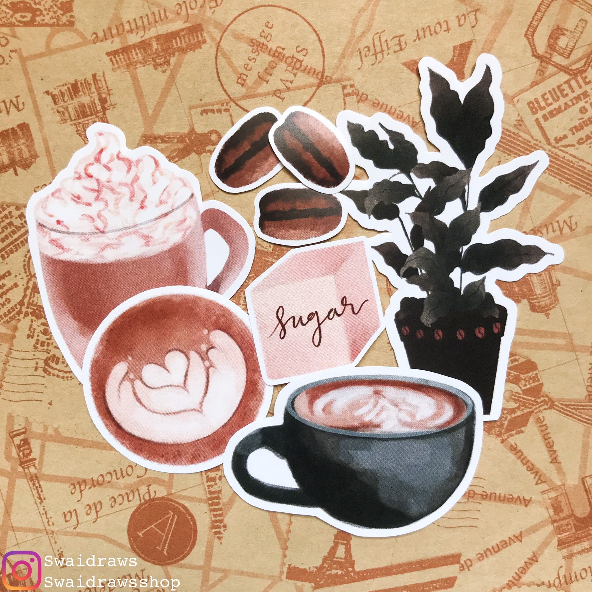 Coffee themed Journal Stickers Scrapbook Stickers Etsy