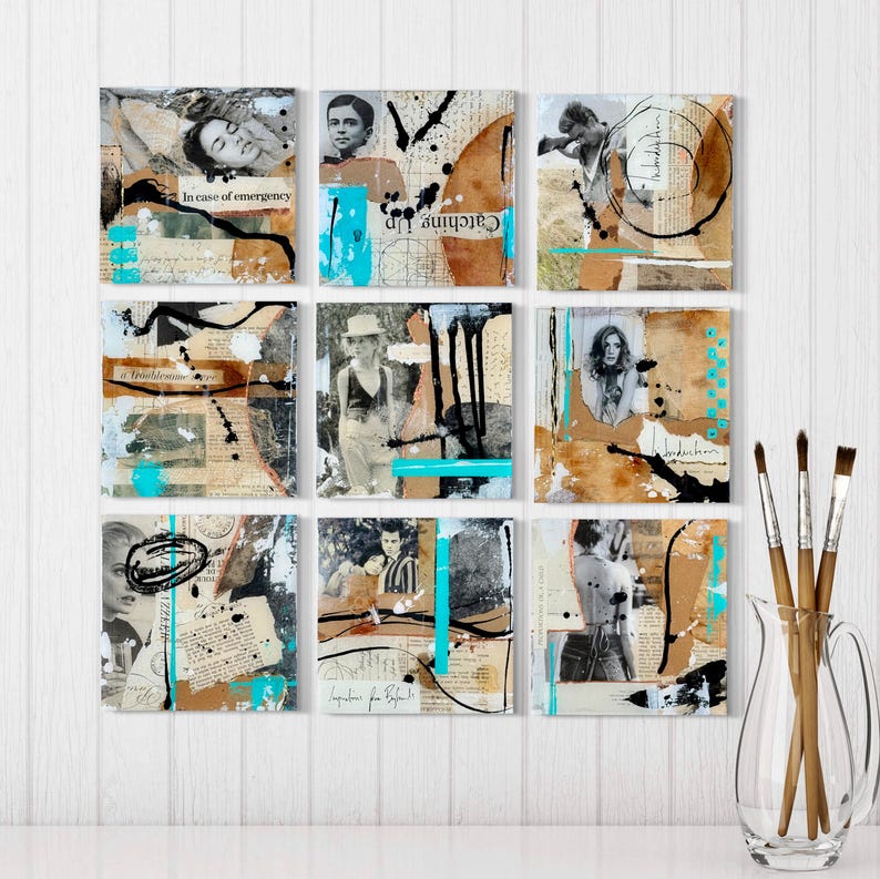 Original Mixed Media Collage: Vintage Inspired Black & White Art - Etsy