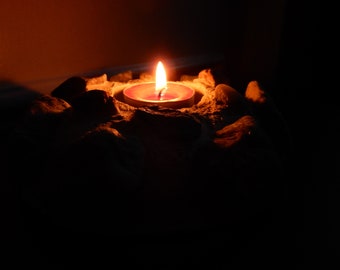 Artistic  Home Decor .  Holder . Concrete Candlestick . Stone Candle Holder . Tealight  Holder . Design Object Inspired by Nature