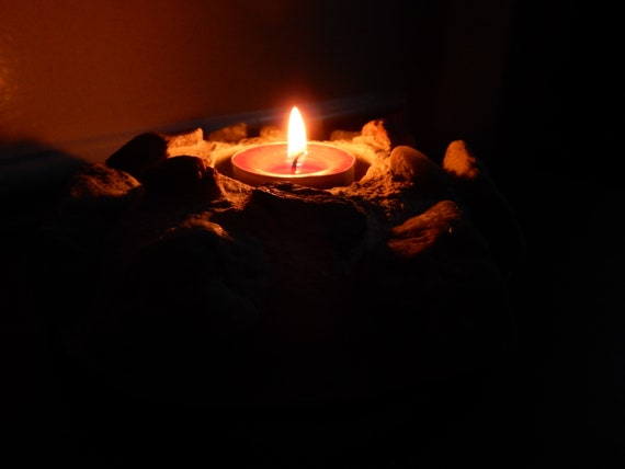 Artistic  Home Decor .  Holder . Concrete Candlestick . Stone Candle Holder . Tealight  Holder . Design Object Inspired by Nature