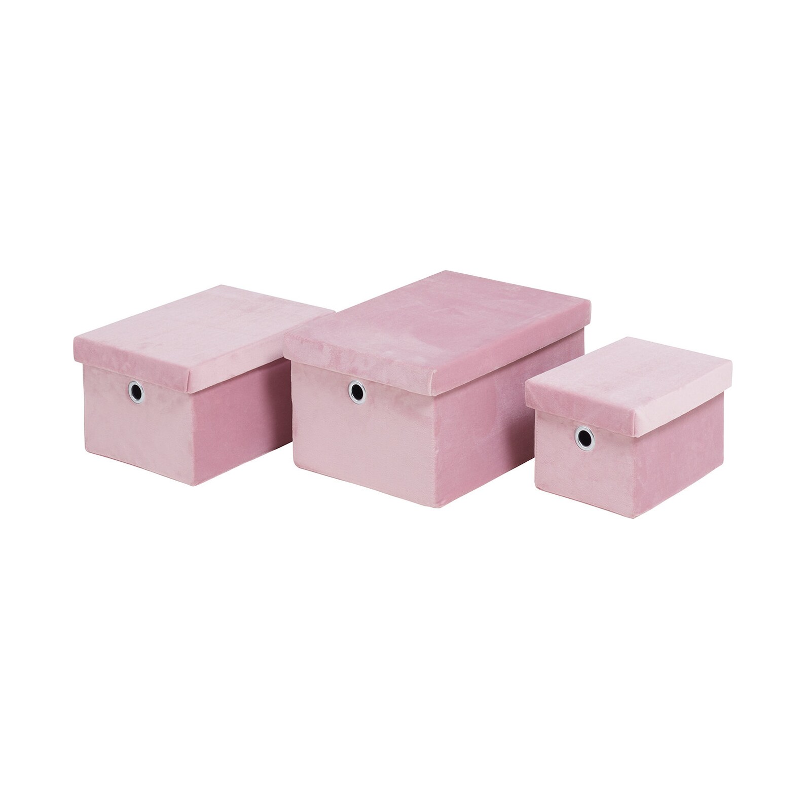 Set of 3 Velvet Storage Boxes Grey Blush Pink Orche Etsy