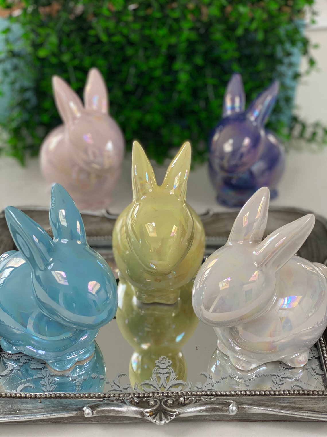 Pair of Beautiful Easter Bunny/Rabbit Ceramic ornaments 5 Etsy