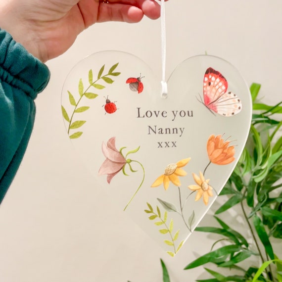Nanny Floral Hanging Heart Keepsake