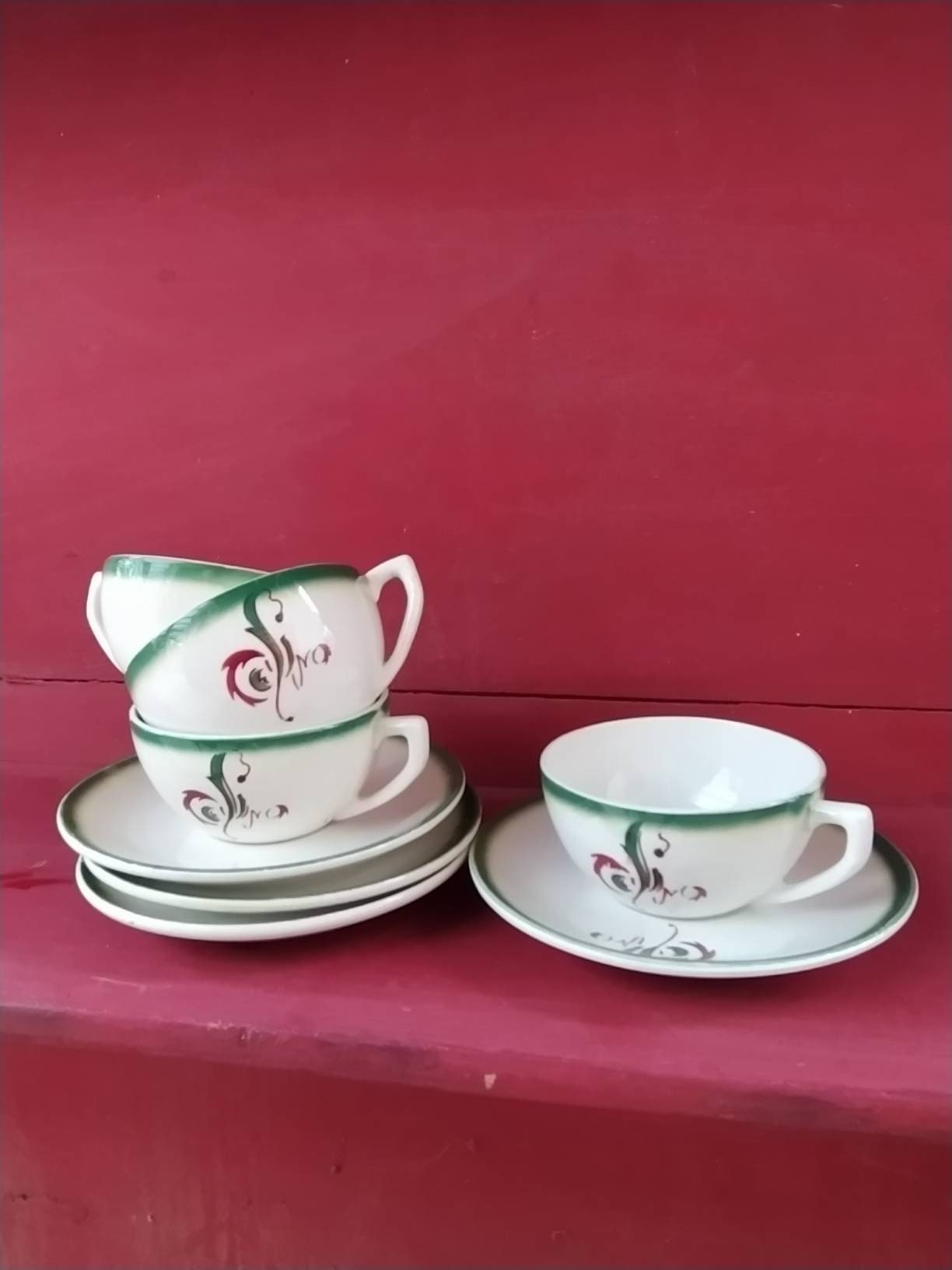 Lot de 4 Tasses et Sous Digoin Sarguemines