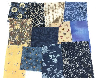 scrapbooking or junk journal embellishments Fabric scraps pack with silk thread for visible mending slow stitching or sewing craft kit